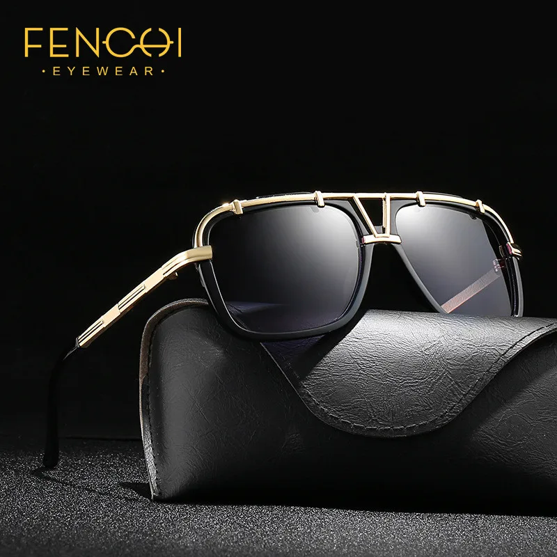 Квадратные Солнцезащитные очки FENCHI из сплава для мужчин 2020 прозрачные UV400