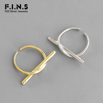 

F.I.N.S Korean S925 Sterling Silver Ring INS Simple Geometric Cylindrical Open Ring Tie a Knot Minimmalist Fashion Fine Jewelry