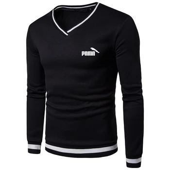 

Spring and Autumn men v-neck long sleeve knit sweater one's morality leisure upper Hedging garment render upper garment