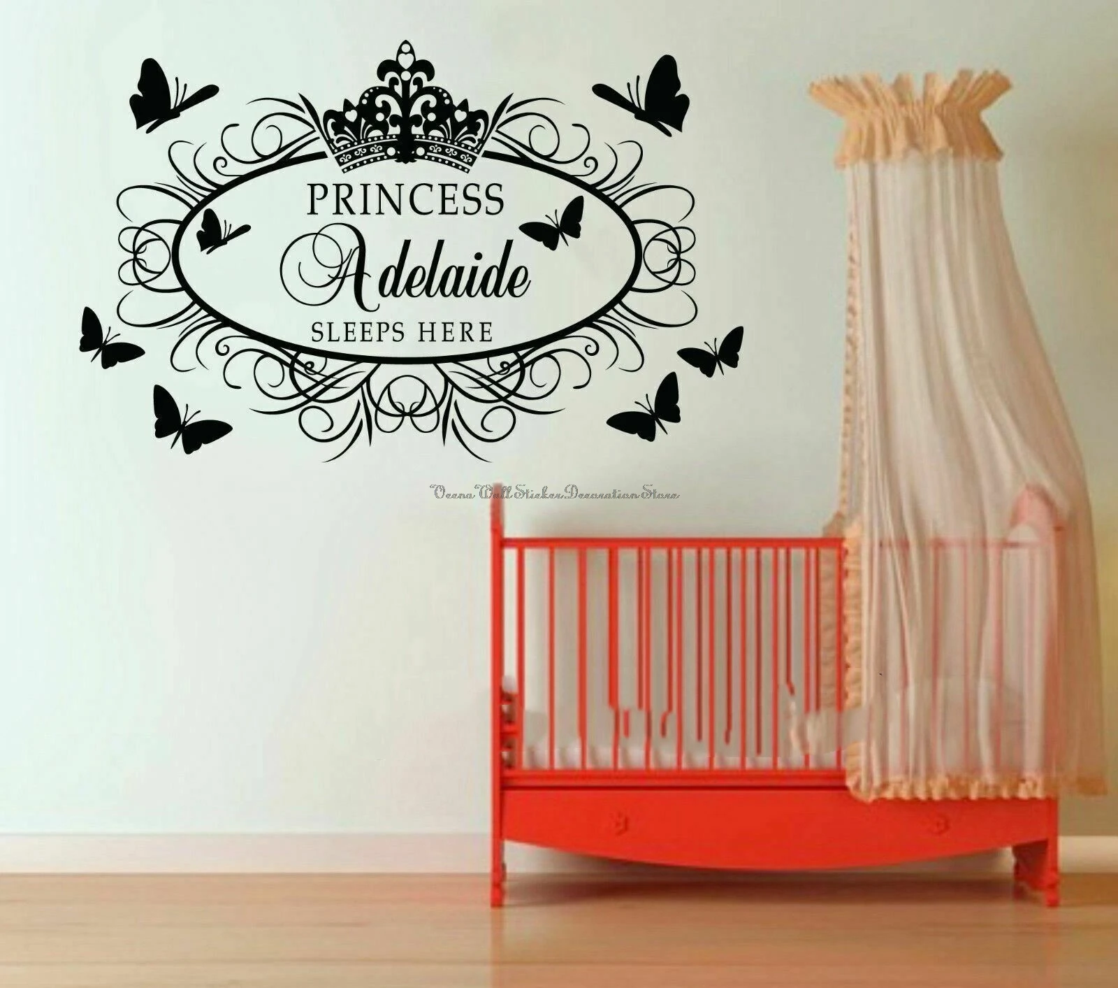 

Принцесса Корона Бабочка настраиваемое имя Настенная Наклейка детский сад девушка комната Наклейка подарки для девочек 14