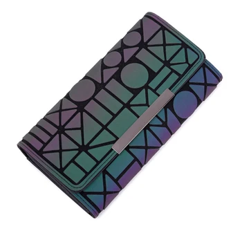 

ISKYBOB Noctilucent Women Wallets Purse Geometry Luminous Ladies Clutch Phone Bag Female Zipperwallet Card Holder