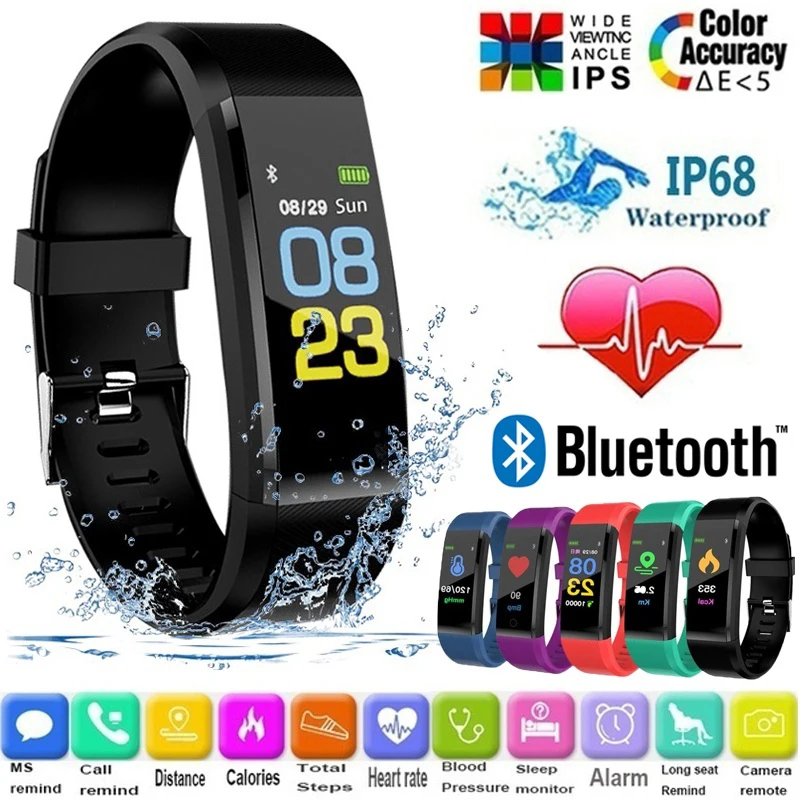 KLW Bluetooth умные часы цветной экран водонепроницаемый смарт-браслет пульсометр кровяное давление монитор браслет умный браслет
