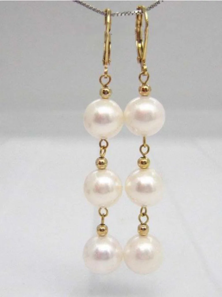 10-11MM AAA PERFECT Round White south sea pearl earrings 14K/20 GOLD