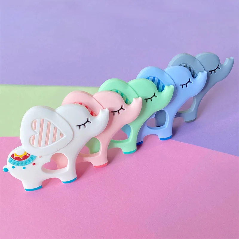 1PCS Elephant Silicone Baby Teether Cartoon Animal BPA Free beads Teething Necklace DIY Shower Food Grade Teether Chew Toy 2