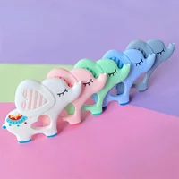 1PCS Elephant Silicone Baby Teether Cartoon Animal BPA Free beads Teething Necklace DIY Shower Food Grade Teether Chew Toy 2