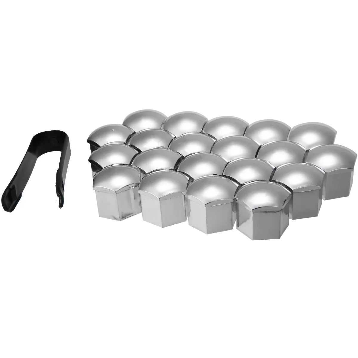 20Pcs Car Wheel Nut Caps Auto Hub Screw Cover 21mm Bolt Rims Exterior Decoration Special Socket Protection Dust Proof Silver