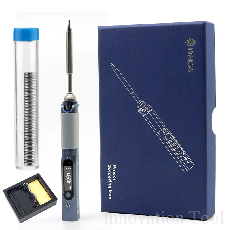 Pine64 Pinecil Smart Soldering Iron Adjustable Temperature Portable Digital Welding Station with B2 Tip DC USB Type C Power Jack |
