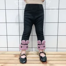 Детские плотные брюки с хлопковой подкладкой в гусеничном стиле новинка года, стильные осенне-зимние штаны для маленьких девочек Теплые детские штаны с героями мультфильмов