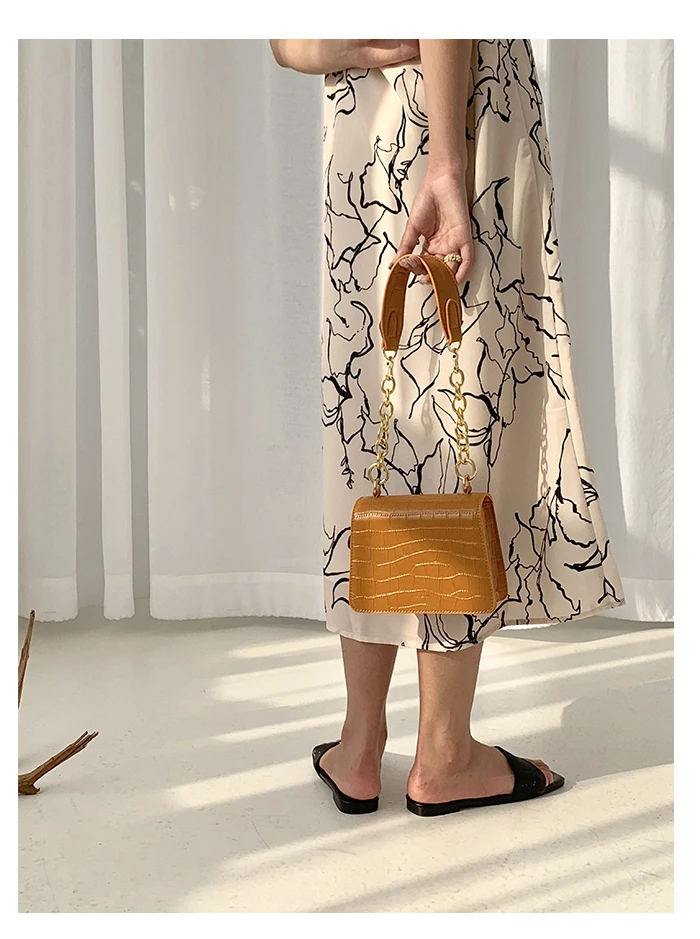 [BXX] Женская сумка через плечо на одно плечо, универсальная, с клапаном,, модный дизайн, с узором «крокодиловая кожа», с цепочкой, посылка, сумка HF970