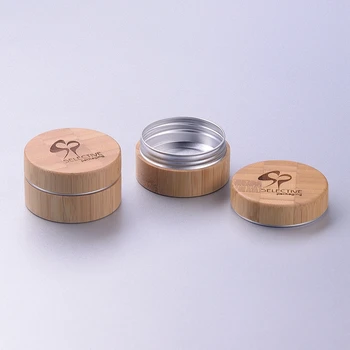 

bamboo cosmetic packaging natural 5/10/20/30/50/100/200/250ml aluminum wooden jar logo engraving wooden cosmetic jar with lids