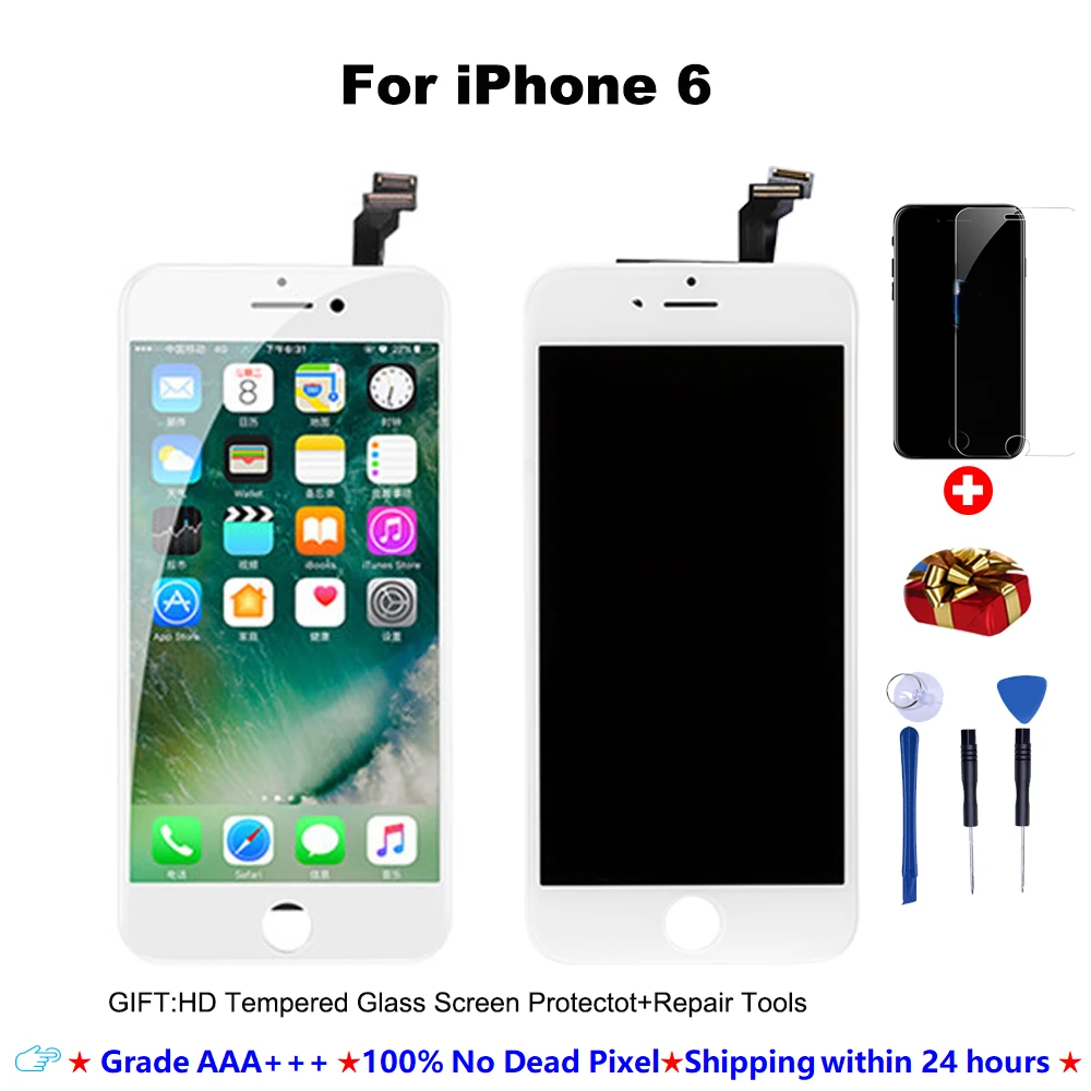 

Grade AAA+++ LCD Display For iPhone 5 5S 6 6S 6Plus 7 8 6S Plus Touch Screen For Replacement No Dead Pixel Tempered Glass/Tools