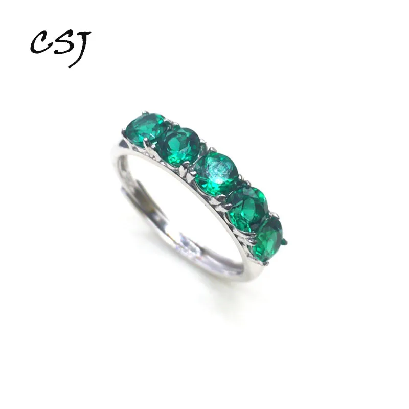 CSJ 11,11, созданное Изумрудное маленькое классическое кольцо, Настоящее серебро 925 пробы, Круглый Круг 4,0 ММ, хорошее ювелирное изделие для женщин, подарок на помолвку