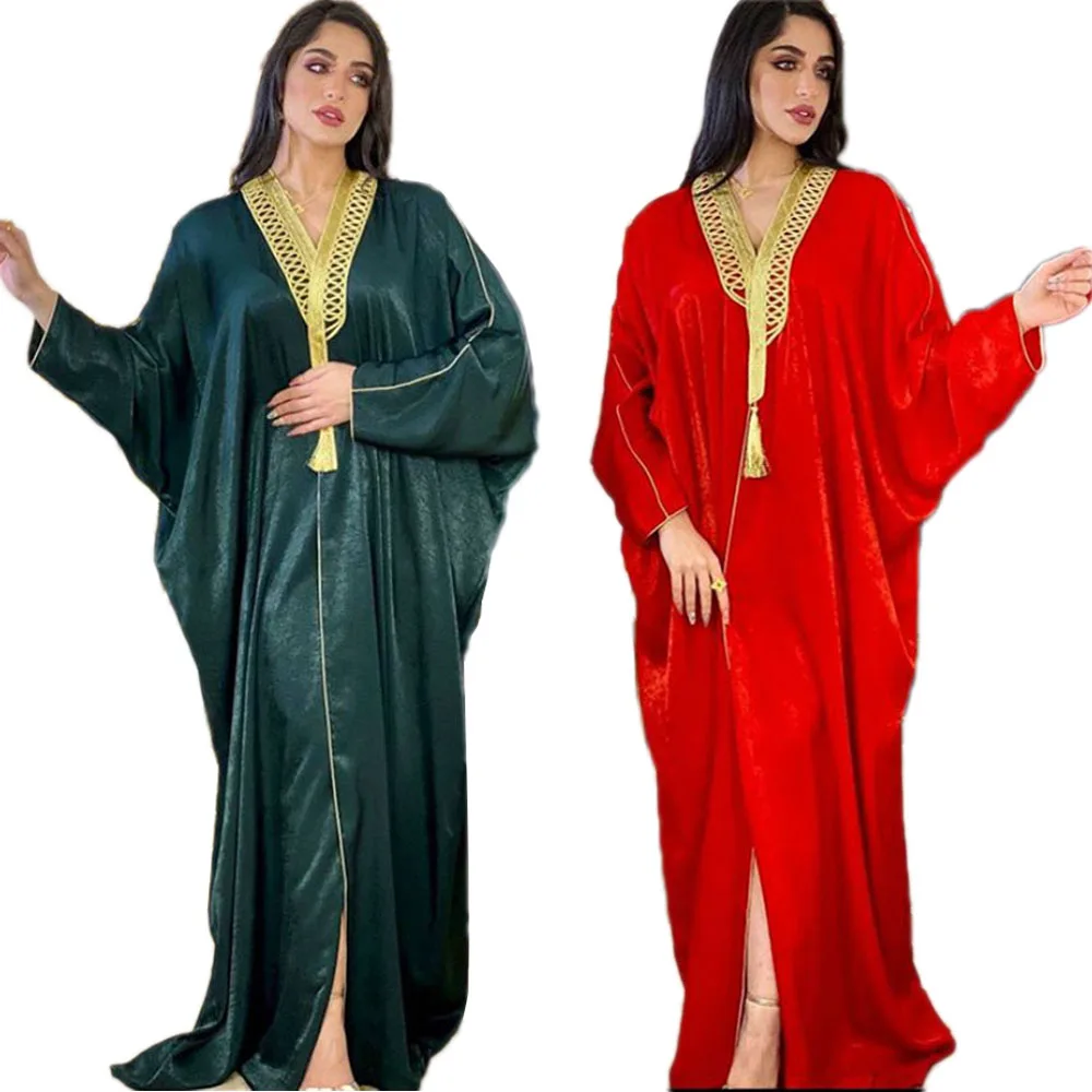 

Muslim Open Abaya Cardigan Maxi Robe Gown For Women Turkish Arab Robe Batwing Sleeve Ramadan Islamic Open Kimono Middle East