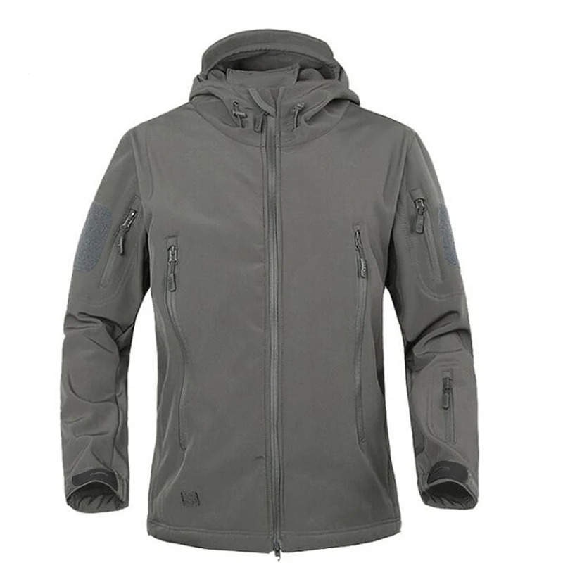 TAD зимняя куртка из кожи акулы, военная ветрозащитная тактическая куртка софтшелл, Мужская водонепроницаемая армейская мягкая куртка, ветровка от дождя - Цвет: Gray
