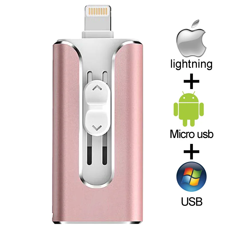Eaget 3 в 1 OTG USB флэш-накопитель 32 GB/64 GB/128 ГБ флэш-накопитель металлический флэш-накопитель 256 ГБ для iPhone X/8/7/6 Plus USB флэш-накопитель