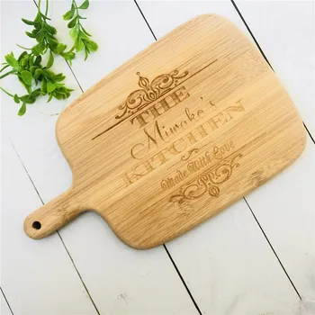 

Personalized Name Cutting Board for Kitchen - Wedding Custom Engraved Bamboo Cutting Boards Housewarming Presents Pizza Board