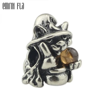 

Cat Sorcerer Charms Beads Silver 925 Original Beads Fit Original Brand Bracelet Jewelry Big Hole Bead for Jewelry Making Beads