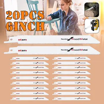

DOERSUPP 10pcs/set Saw Blade Set Carbide Woodworking Wood Fibreboard Metal Cutting Reciprocating Power Tools Accessories