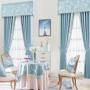 

Twill Grinding Hair Double-sided Stitching Print Shade Curtains for Living Dining Room Bedroom.