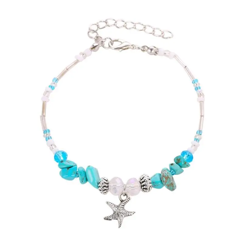 Boho Seastar браслет из натурального камня Конч ножной браслет женские пляжные украшения - Окраска металла: A