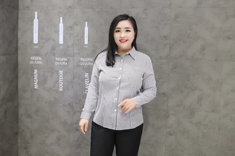 9XL 8XL 7XL 6XL blusas mujer de moda женские блузы рубашки Блузы OL длинный рукав полосатая рубашка feminina плюс размер M321