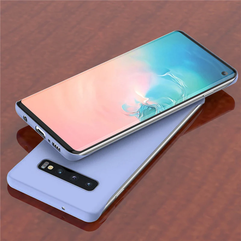 Фиолетовый Безрамное чехол для samsung Galaxy S10 S10e Примечание 10+ плюс A10 A20 A30 A50 A40 A70 M20 A7 конфеты чехол s Жесткий матовый поликарбонатный чехол - Цвет: Фиолетовый