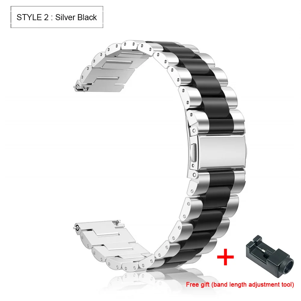Silver black 2 Металлический браслет из нержавеющей стали для HUAWEI WATCH GT 2/GT Active 46 мм, браслет для HONOR Magic Bracelet, ремешок для часов - Цвет: Silver black 2