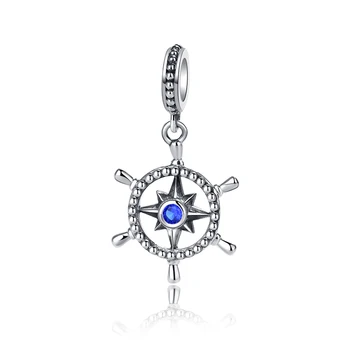 

Genuine 100% 925 Sterling Silver Sea Voyage Ship Rudder Pendant Charms fit Women Bracelets Necklace Fine Jewelry free shipping