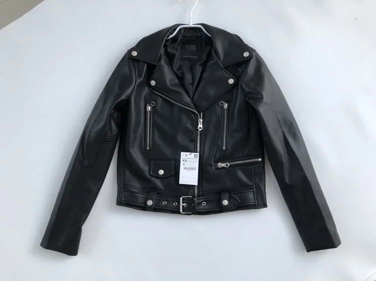 

Etj-19 Spring New Style Classic Style Faux Leather Driver Jacket Women's Fold-down Collar Locomotive Leather Coat Yd3046/253