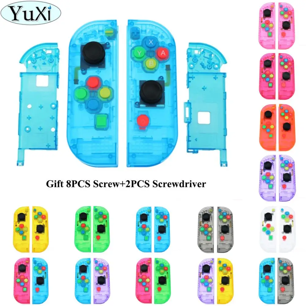 

YuXi Housing Shell Case Cover for Nintend Switch NS Controller Joy-Con Transparent multicolour Replacement Protection Cases