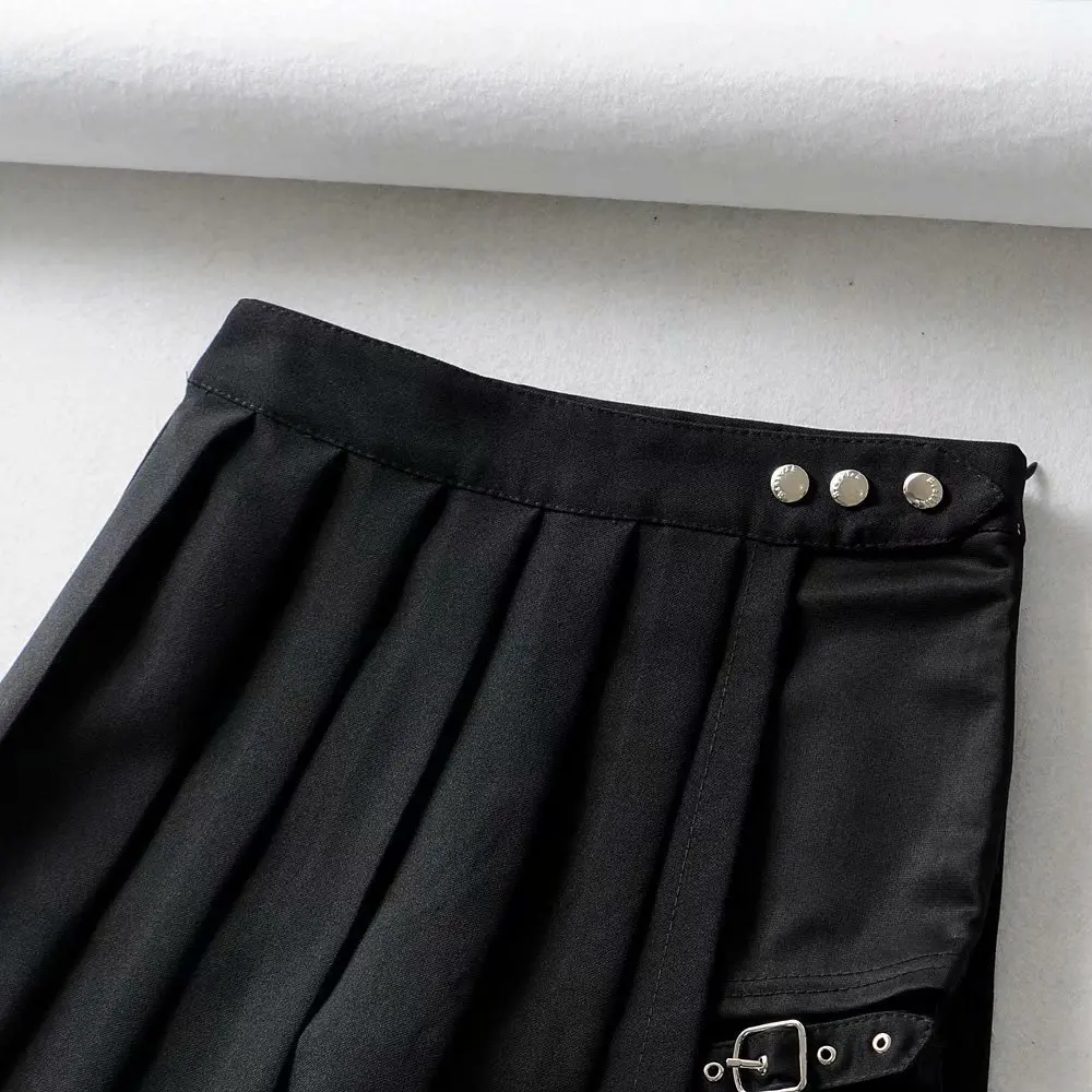 Харадзюку уличная Кнопка боковая открытая юбка женские сексуальные короткие мини-юбки