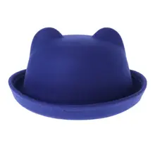 Модная шерстяная шляпа унисекс для родителей и детей, фетровая шляпа-котелок, шляпы Дерби, Кепка с кошачьими ушками