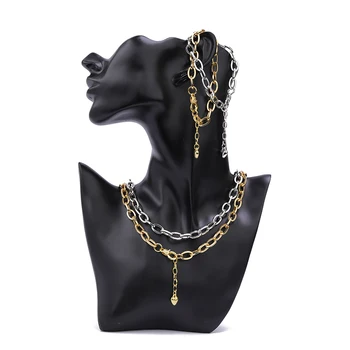 

JUWANG 2020 New Fashion O-chain Necklace Jewelry Punk Style Gold Silver Color Chokers Necklaces For Women Men Party Decoration