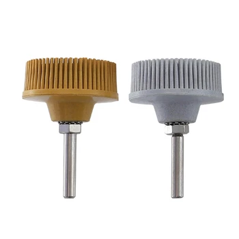 

2 Pcs 2Inch Polishing Wheels Grit 120 Radial Bristle Disc Emery Rubber Abrasive Brush 1/4Inch 6.35mm White & Yellow