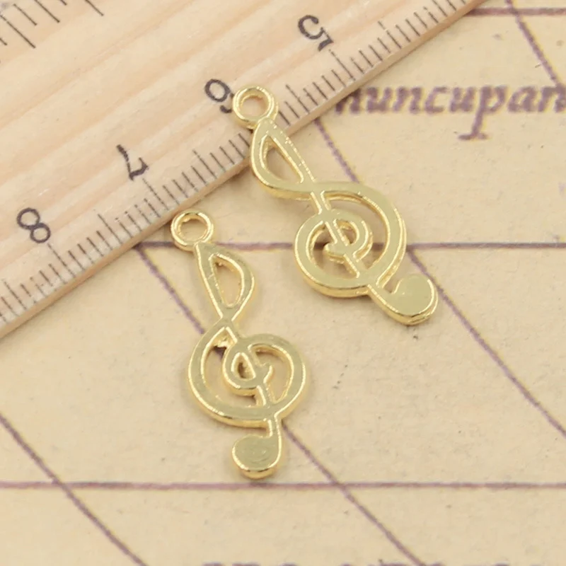 Musical Note Charms 20pcs 26x10mm Tibetan Bronze Silver Color Pendants Antique Jewelry Making DIY