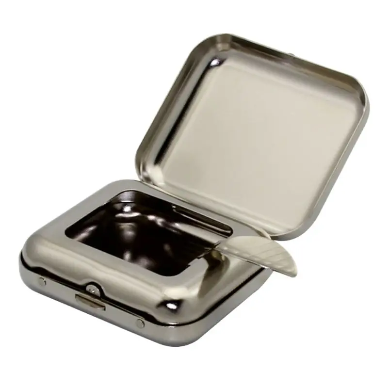 

Drop Ship Tinplate Square Pocket Ashtray Portable Ash Tray With Lids Smoking Ash Organizer