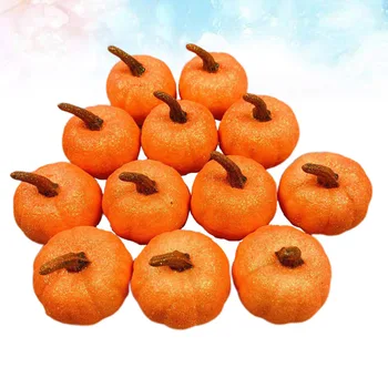 

12pcs Pink Simulation Foam Pumpkin Halloween Decoration Tool Lifelike Glitter Pumpkins Table Props Party Supplies
