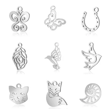 

5 Per Pack Charms For Jewelry Making Stainless Steel Animal Pendant Polished Jewelry Animal Pendant Accessories Angel Wings