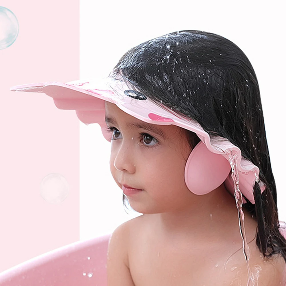 Baby Kid Shampoo Shield Head Cover Shower Cap Hair Wash Ear Protection Infant Child Cartoon Bath Safe Cap Visor Bathing Protect hair wash hat,shampoo shower cap,hair wash shield