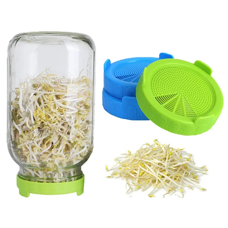 

1Pcs Sprouting Lids Food Grade Mesh Sprout Cover Kit Seed Growing Germination Vegetable Silicone Sealing Ring Lid For Mason Jar