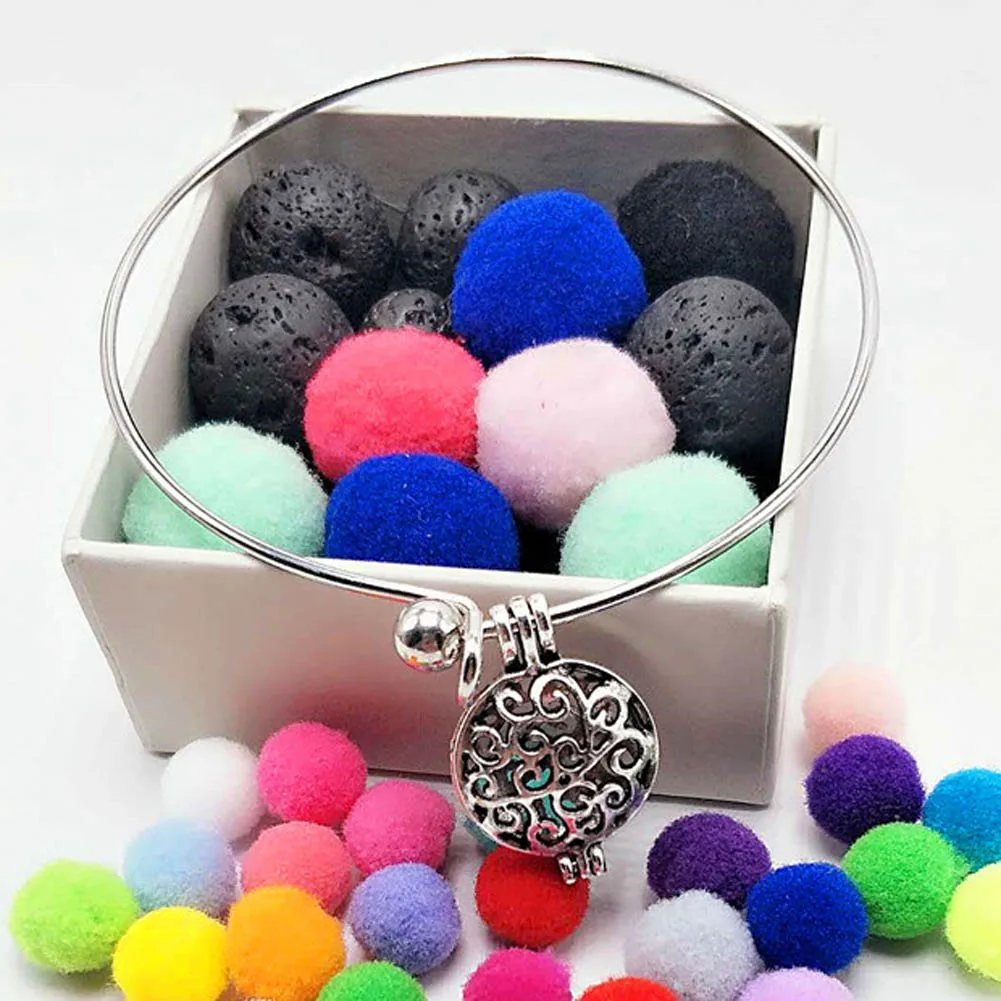 Fashion Aromatherapy Bracelets& Bangles For Women Essential Oils Perfume Bracelet Female Jewelry( Balls are Random - Окраска металла: Pattern silver color