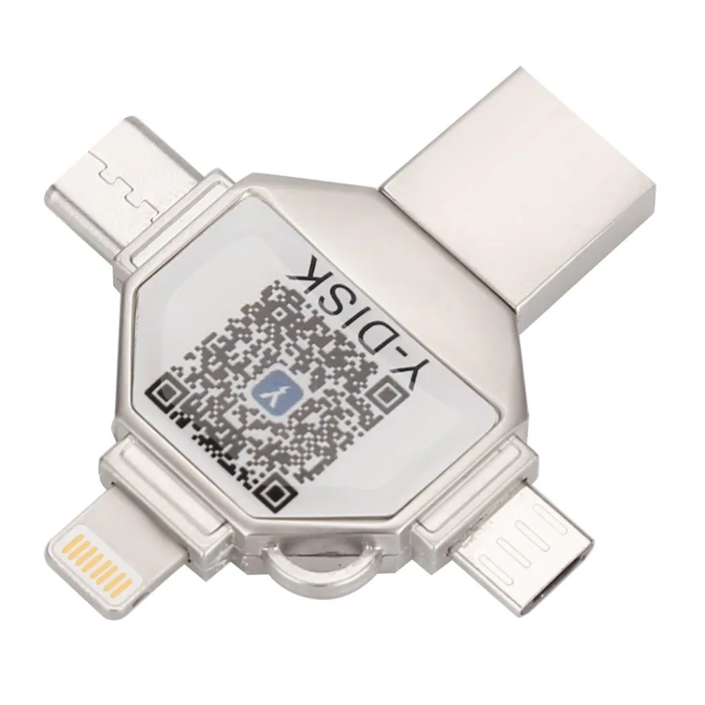 4 в 1 портативный флэш-накопитель для iPhone Флешка USB 3,0 карта памяти Внешняя память для iOS/Android/type C/Windows устройства