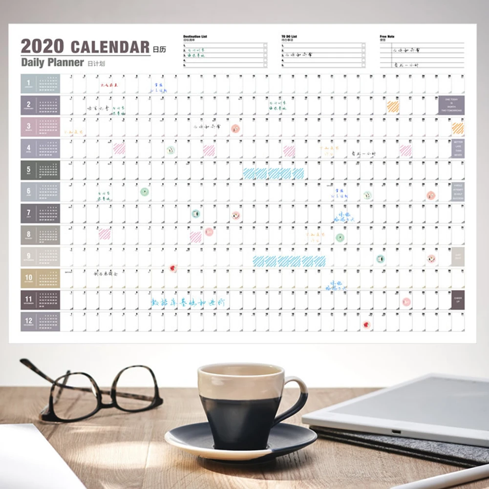 QuyWin 1Pc Fashion Wall Stickers /& Murals New Year 2020 365 Days Wall Calendar Daily Planner Study Schedule Reminder for Home Bedroom Nursery Decor