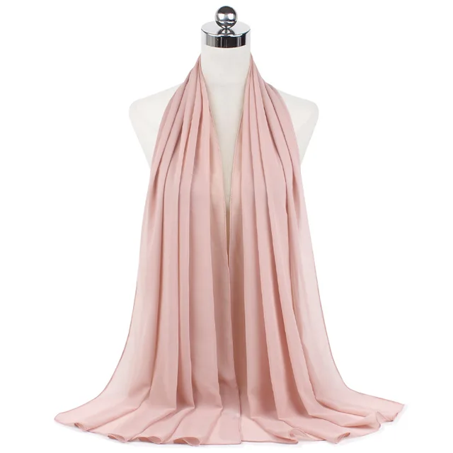 High Quality Good Stitching Stitch Plain Premium Heavy Chiffon Hijab Scarf Malaysian Women's Scarves Hijabs Long Shawl Shawls 31