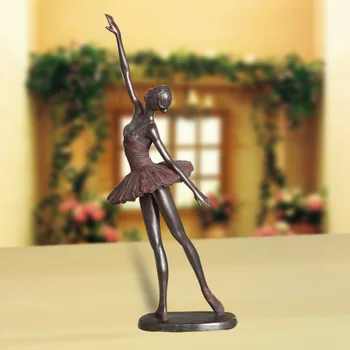 

European Beauty Figurine Ballerina Ornament Antique Copper Home Decoration Living Room Study Retro Figure Resin Crafts Art Gift