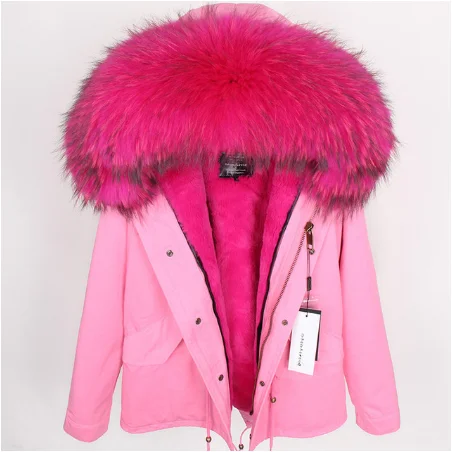 Новая модная зимняя куртка, парка с воротником из натурального меха енота, короткое пальто с подкладкой из искусственного меха, пальто с натуральным мехом, Толстая теплая уличная одежда - Цвет: 11