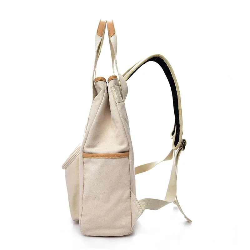 2020 new canvas women's backpack Korean version Travel Backpack simple solid color student bag