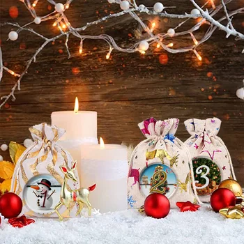 

Candy Bag have Christmas Pattern Advent Bundle Calendar Countdown Jute Bag Candy Storage DIY Christmas Advent Calendar Bag