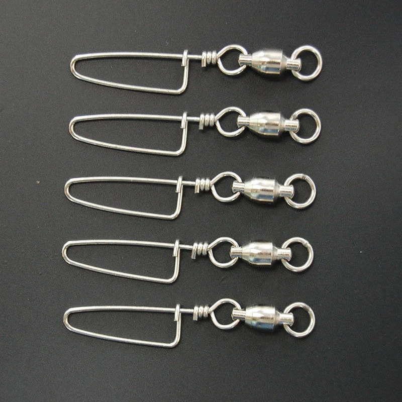 Outdoor Fishing Ball Bearing Stainless Steel Snap Connector Swivel Tackle Tool