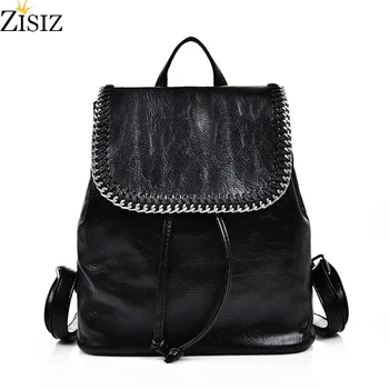 

Brand new String Women Backpack PU Leather Ladies Backbags School Bags For Teenager Girls Solid Backpack Sac A Dos Mochila 2019